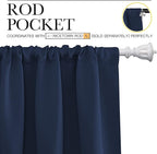 NICETOWN Kitchen Curtains, Short Blackout Curtains & Drapes, Thermal Insulated Rod Pocket Window Treatment Draperies for Nursery (Navy, 34 in x 45 in (W x L), Set of 2)