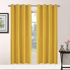 Yakamok Blackout Curtains for Bedroom,Grommet Thermal Insulated Room Darkening Curtains for Living Room, Set of 2 Panels (52 x 72Inch, Mustard Yellow)