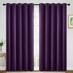 Yakamok Blackout Curtains Room Darkening Thermal Insulated Window Panels,Solid Grommet Top Drapes for Bedroom/Living Room(70Wx84L, Purple, 2 Panels)