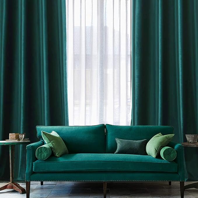 MIULEE Velvet Curtains Christmas Dark Green 52 x 108 Inch Length Set of 2