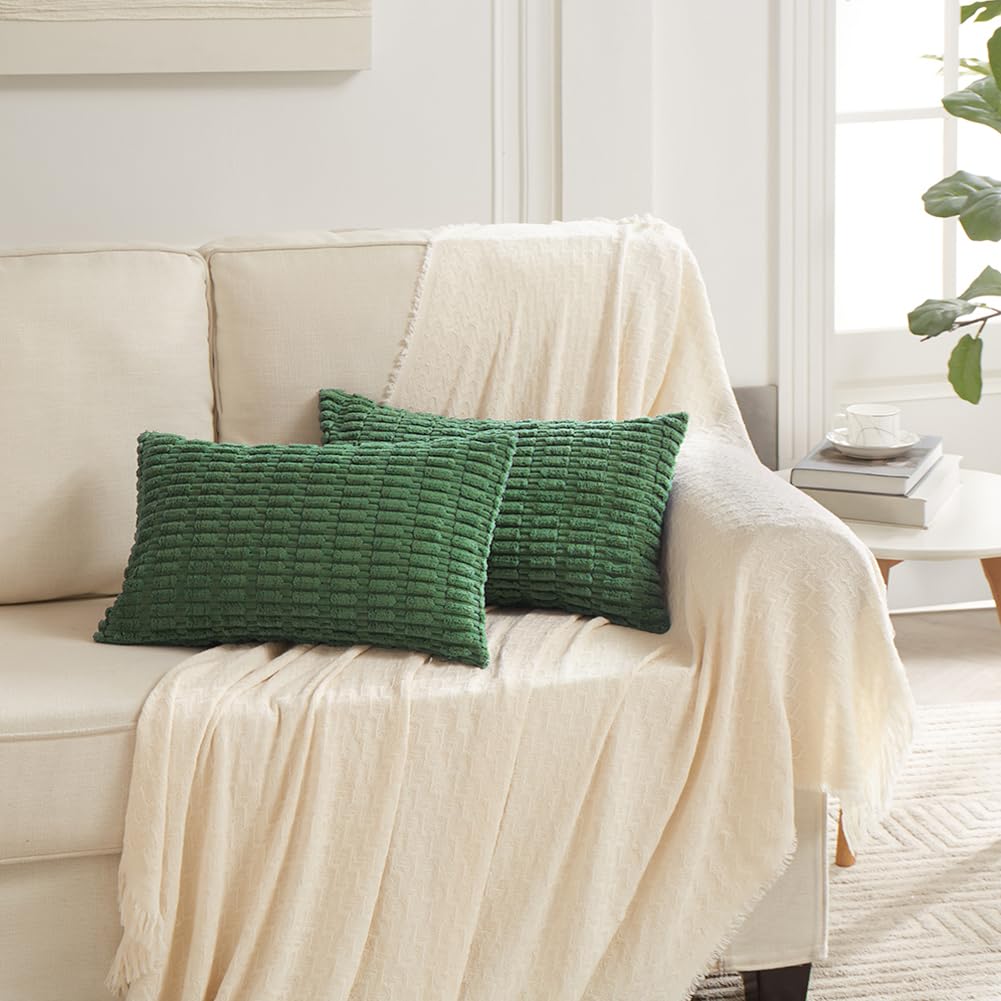 Fancy Homi 4 Packs Decorative Throw Pillow Covers for Living Room Couch Bed, Modern Farmhouse Boho Home Décor Accent Cushion Case, 24" x 16", Green Series