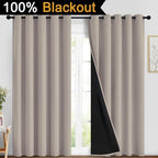 Yakamok 100% Blackout Curtains 84 Inches Long, 2 Thick Layers Heat and Full Light Blocking Soft Thermal Insulated Drapes for Bedroom(62" Wide Each Panel, Natural, 2 Panels)