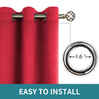 BGment Short Curtains for Small Window 45 Inch Long - Red 2 Panels