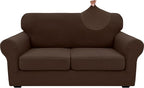 XINEAGE 2026 New 3 Pieces Couch Covers for 2 Cushion Sofa Super Stretch Loveseat Slipcover Pet Dog Universal Slip Cover Anti Slip Love Seat Furniture Protector (Coffee, 55"-69")