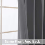 Yakamok Gray Blackout Curtains Room Darkening Thermal Insulated with Grommet Window Curtain for Bedroom, 52Wx108L inch, Grey, 2 Panels