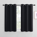 NICETOWN Blackout Curtain Panels for Bedroom, Black, 2 Panels, W34 x L36-inch, Thermal Insulated Grommet Top Blackout Draperies and Drapes for Basement