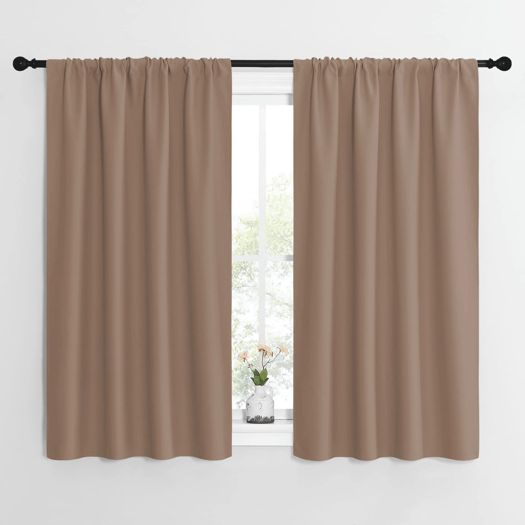NICETOWN Kitchen Window Blackout Curtains - Window Treatment Thermal Insulated Rod Pocket Small Blackout Draperies/Drapes for Bedroom/Kitchen (Cappuccino, Set of 2, 42 inches Wide by 54 inches Long)