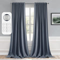 MIULEE Stone Blue Back Tab Blackout Curtains 52x120 Inch Long 2 Panels Set