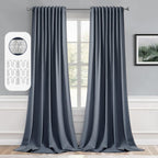 MIULEE Stone Blue Back Tab Blackout Curtains 52x120 Inch Long 2 Panels Set
