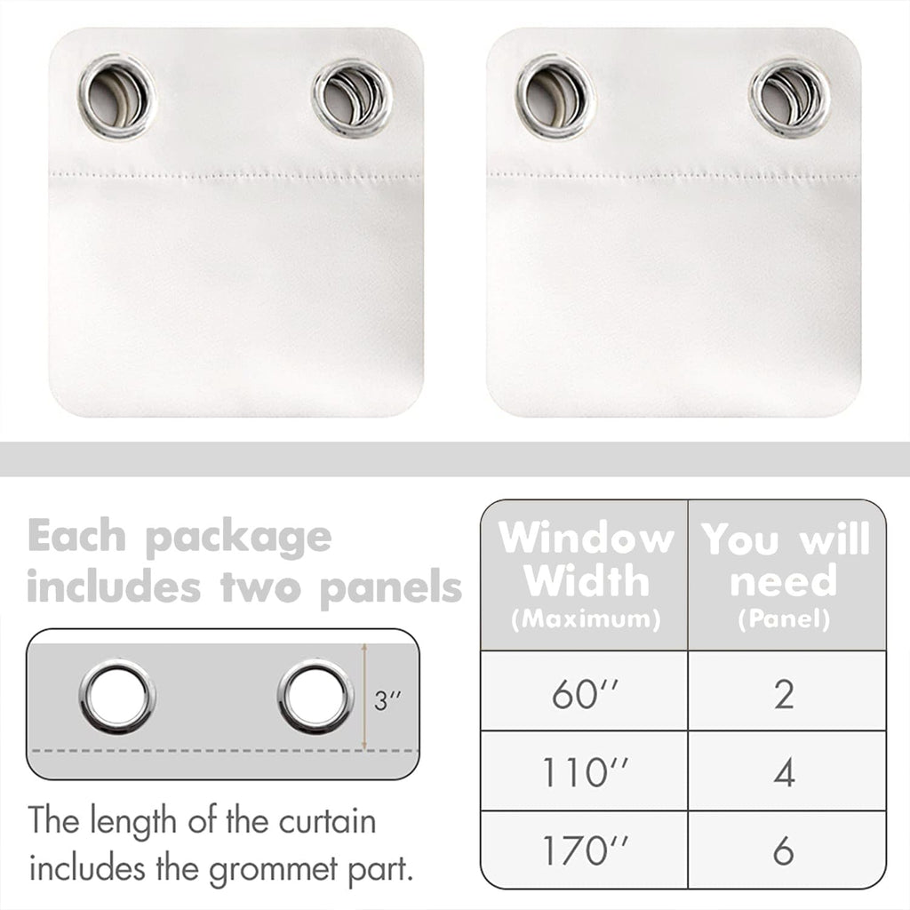 MIULEE Pure White Blackout Bedroom Curtains Drapes 72 Inch Long 52"x72"