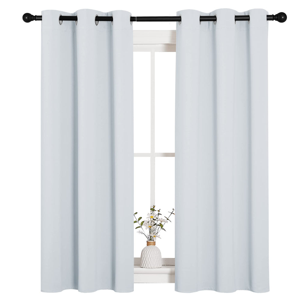 NICETOWN Room Darkening Curtain Panels for Bedroom, Easy-Care Solid Thermal Insulated Grommet Room Darkening Draperies/Drapes (Greyish White, 2 Panels, 34 by 54)
