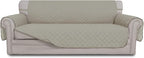 Easy-Going Reversible Couch Cover for 3 Cushion Couch Sofa Cover for Dogs Water Resistant Furniture Protector Cover with Foam Sticks Elastic Straps for Pet Cat (Sofa, Beige/Beige)