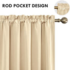 DWCN Blackout Curtains for Living Room Thermal Insulated, Energy Saving & Noise Reducing Bedroom Curtains, Beige, W 70x L 84 Inch, Set of 2 Rod Pocket Curtain Panels