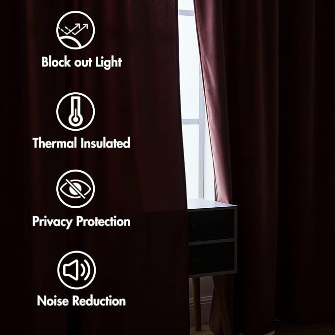 MIULEE Velvet Curtains 108 inches Long 2 Panels - Luxury Blackout Curtains for Bedroom Living Room Thermal Insulated Super Soft Window Drapes Rod Pocket & Back Tab, Dusty Rose Pink