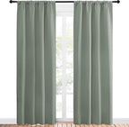 NICETOWN Window Curtains Blackout Drapes - Thermal Insulated Solid Rod Pocket Blackout Curtains/Draperies for Living Room (Greyish Green, One Pair, 42 by 84-Inch)