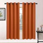 Yakamok Soft and Smooth Orange Blackout Curtains for Bedroom - Grommet Thermal Insulated Room Darkening Curtains for Living Room, Set of 2 Panels (52 x 72Inch, Burnt Orange)