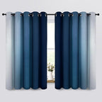 Yakamok Room Darkening Ombre Curtains,Thermal Insulated Grommet Window Drapes, Light Blocking Gradient Color Curtains for Bedroom(Blue and Greyish White, 70x63 Inch, Set of 2)