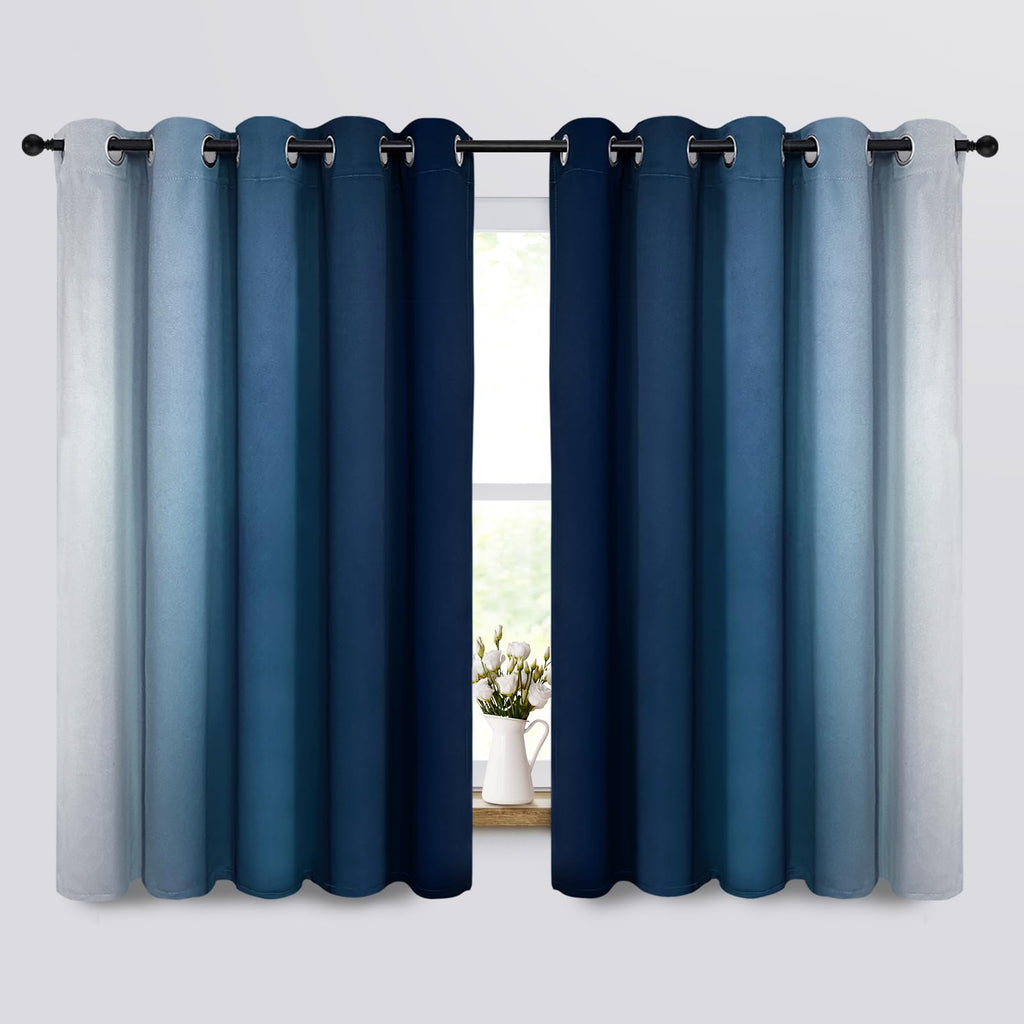 Yakamok Ombre Curtains Blue and Greyish White for Living Room,70Wx63L