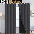 Yakamok 100% Blackout Curtains, 2 Thick Layers Thermal Insulated Total Blackout Drapes for Bedroom, Heat Blocking Window Curtains for Living Room(Charcoal Grey, 52Wx84L, 2 Panels)