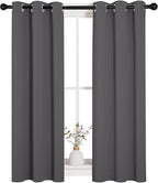 NICETOWN Grey Blackout Curtain Panels for Bedroom, 2 Panels, W29 x L40 inches, Grey, Thermal Insulated Grommet Top Blackout Kitchen Draperies and Drapes