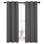 NICETOWN Grey Blackout Curtain Panels for Bedroom, 2 Panels, W29 x L40 inches, Grey, Thermal Insulated Grommet Top Blackout Kitchen Draperies and Drapes