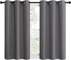 NICETOWN Grey Blackout Cafe Curtain Panels for Bedroom, Thermal Insulated Grommet Top Blackout Draperies and Drapes for Basement (2 Panels, W42 x L40-inch, Grey)