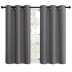 NICETOWN Grey Blackout Cafe Curtain Panels for Bedroom, Thermal Insulated Grommet Top Blackout Draperies and Drapes for Basement (2 Panels, W42 x L40-inch, Grey)
