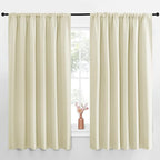 NICETOWN Blackout Curtains for Bedroom, Home Decorations Thermal Insulated Solid Rod Pocket Blackout Drapes for Cafe (Beige, One Pair, 70 x 63-inch)