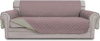 Easy-Going Reversible Oversized Couch Cover for 3 Cushion Couch Sofa Cover for Dogs Water Resistant Furniture Protector Cover with Foam Sticks for Pet (Oversized Sofa, Pink/Beige)