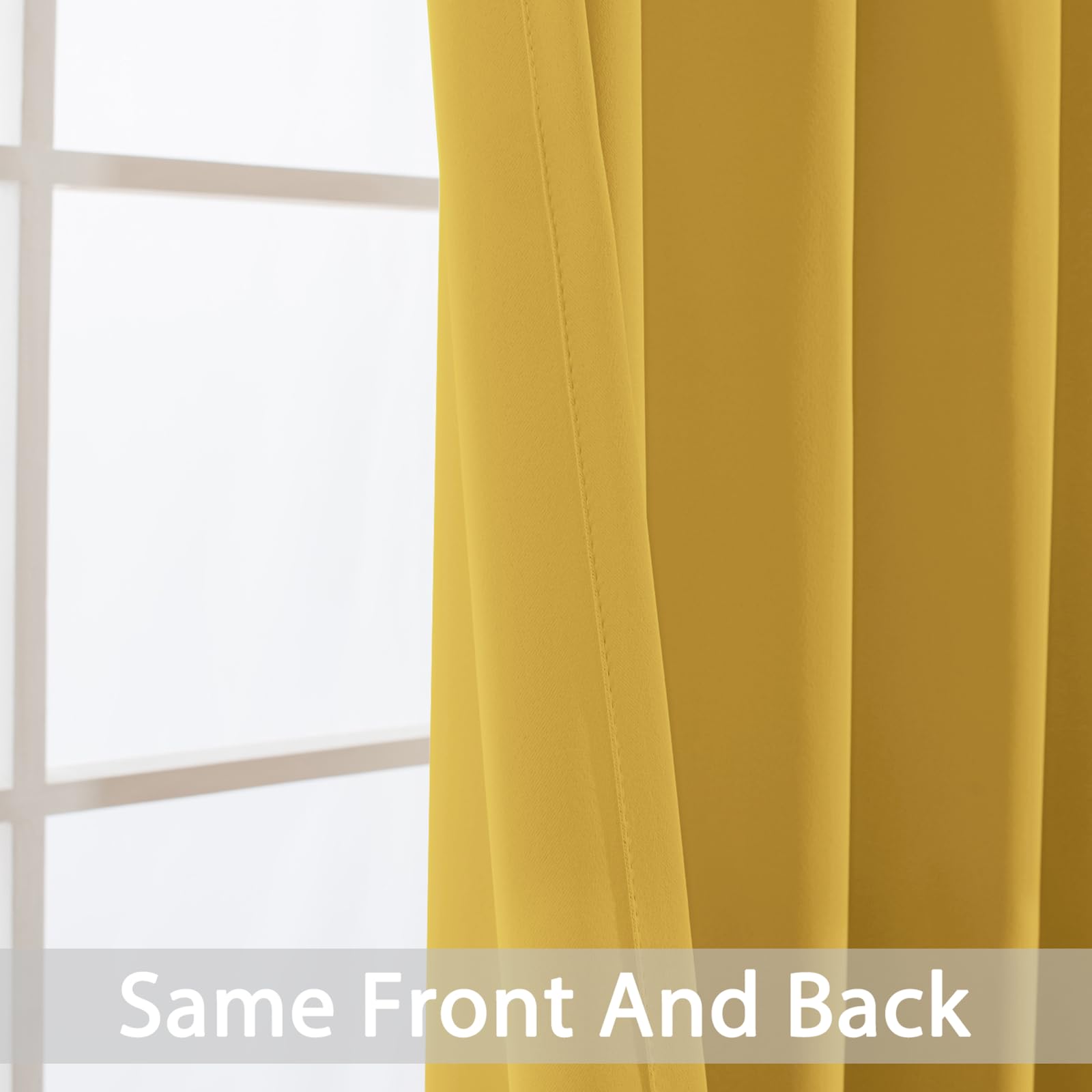 Yakamok Mustard Yellow Room Darkening Curtains 84 inch Sliding Door Drapes