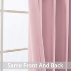 Yakamok Pink Blackout Curtains with Grommet top, Thermal Insulated Room Darkening Drapes for Bedroom(52Wx96L, One Pair)