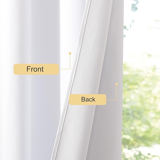NICETOWN 100% Blackout Window Curtain Panels 78 inch Length for Bedroom, Set of 2, Snow White, 42 inches Wide, Thermal Insulated Drapes