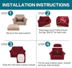 Turquoize 2 Piece Chair Covers Chair Slipcovers for Living Room Armchair Couch Cover Chair Sofa Cover with Individual Cushion Covers Furniture Cover for Chairs Feature Thick Fabric (Chair, Burgundy)