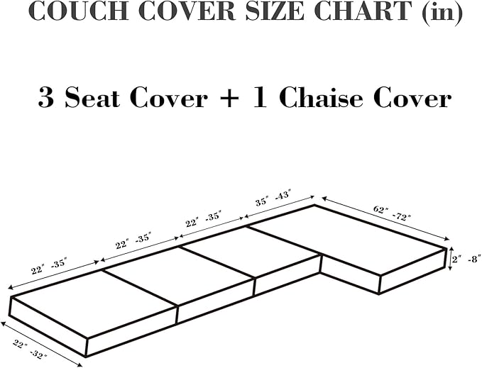 Sofa Covers Couch Covers for Sofa Pet Friendly Couch Cushion Covers Universal Sofa Covers Washable Stretch Slipcovers for Sectional Sofa (Texture Light Gray, 3 Seats + Chaise Cover)
