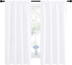 NICETOWN Bedroom Curtains - Window Treatment Rod Pocket Curtains/Drapes for Bedroom (2 Panels, 42 by 63, White)