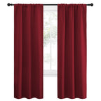 NICETOWN Christmas Burgundy Curtains Blackout Drape Panels - Lights Block Out Window Treatment Short Curtain Sets for Loft and Basement Decoration (Set of 2, 34 by 72-Inch)