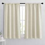 RYB HOME Short Curtains for Bedroom, Room Darkening Insulated Summer Heat Light UV Blocking Energy Saving Drapes for Nursery, Width 42 by Length 48, Beige, Set of 2