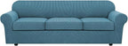 H.VERSAILTEX 4 Piece Stretch Sofa Covers for 3 Cushion Couch Covers for Living Room Furniture Slipcovers (Base Cover Plus 3 Seat Cushion Covers) Thicker Jacquard Fabric (Large Sofa, Storm Blue)