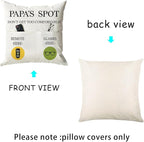 ONFAON Papa Gifts Throw Pillow Case, Papa's Spot Throw Pillow Covers 18 x 18 Inch,Put Phone Glasses and Remote Control Pillowcase,Birthday Christmas Thanksgiving Day Gifts for Papa Stepdad 3-Pocket
