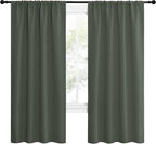 NICETOWN Bedroom Curtains Blackout Draperies - All Season Thermal Insulated Solid Rod Pocket Top Blackout Curtains/Drapes for Kid's Room (Dark Mallard, 1 Pair, 42 x 72 Inch)