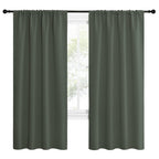NICETOWN Bedroom Curtains Blackout Draperies - All Season Thermal Insulated Solid Rod Pocket Top Blackout Curtains/Drapes for Kid's Room (Dark Mallard, 1 Pair, 42 x 72 Inch)