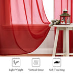 MIULEE 2 Panels Red Sheer Christmas Window Curtains 54 X 45 Inches