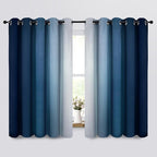 Yakamok Room Darkening Ombre Curtains,Thermal Insulated Grommet Window Drapes, Light Blocking Gradient Color Curtains for Bedroom(Blue and Greyish White, 70x63 Inch, Set of 2)