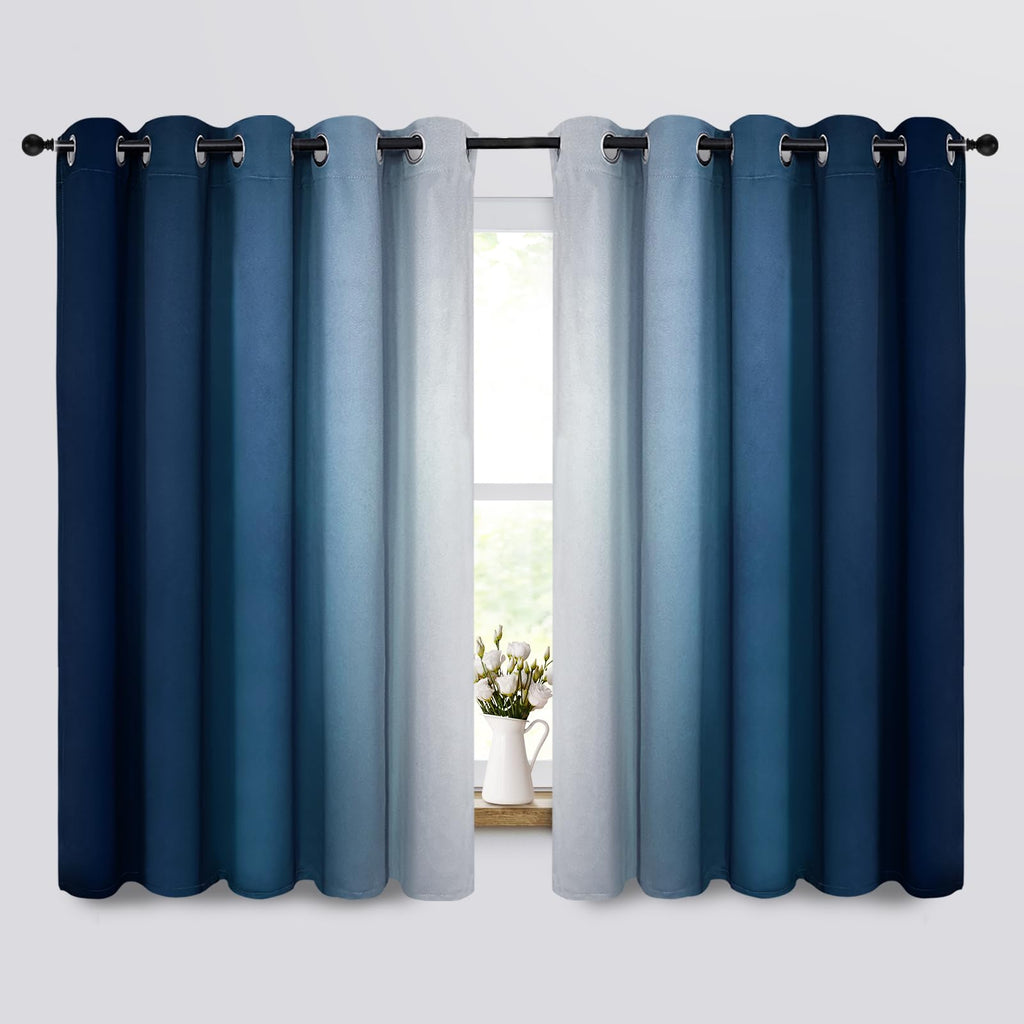 Yakamok Ombre Curtains Blue and Greyish White for Living Room,70Wx63L