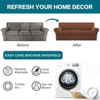 Turquoize 4 Piece Sofa Covers for 3 Cushion Couch Slipcover Soft Cover Dogs-Washable Furniture with Individual Covers,Feature Jacquard Fabric(3 Cushion Sofa, Caramel)