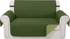 Reversible Loveseat Sofa Covers Couch Cover Furniture Protector(Loveseat Small,Huntergreen/Sage)