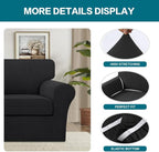 Turquoize 2 Piece Chair Covers Chair Slipcovers for Living Room Armchair Couch Cover Chair Sofa Cover with Individual Cushion Covers Furniture Cover for Chairs Feature Jacquard Fabric (Chair, Black)