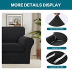 Turquoize 2 Piece Chair Covers Chair Slipcovers for Living Room Armchair Couch Cover Chair Sofa Cover with Individual Cushion Covers Furniture Cover for Chairs Feature Jacquard Fabric (Chair, Black)