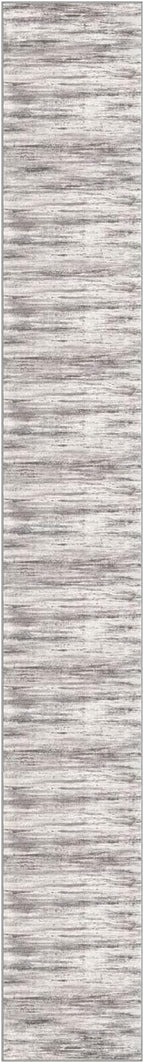 KOZYFLY Modern Abstract Washable Long Runner Rug 2.6x20 Hallway Rug Runner Non-Slip Soft Stair Runner Rugs, Grey/Light Beige/Brown Striped Carpet for Kitchen Entryway Bathroom