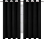 LEMOMO Black Blackout Curtains 66 x 63 Inch Length/Set of 2 Curtain Panels/Thermal Insulated Room Darkening Blackout Curtains for Bedroom
